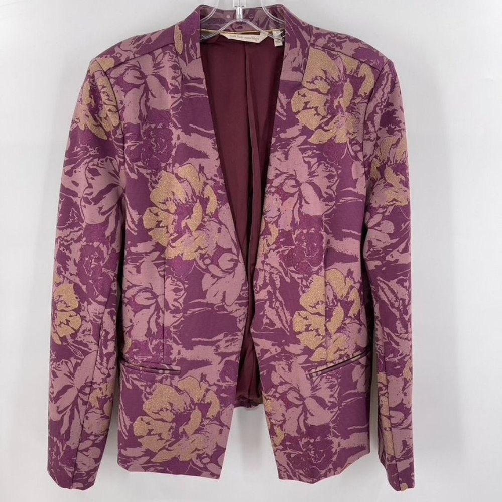 Soft Surroundings Purple and Gold Floral Blazer